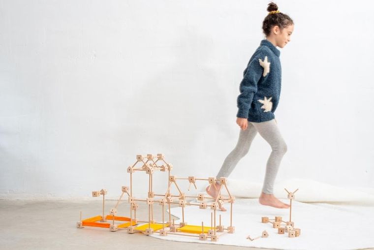 Trigonos, Mini Trigonos L, drewniane klocki konstrukcyjne, 130 elementów