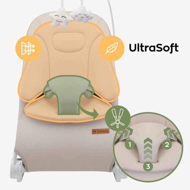 Tulano, Moon 50, leżaczek bujaczek, beżowy