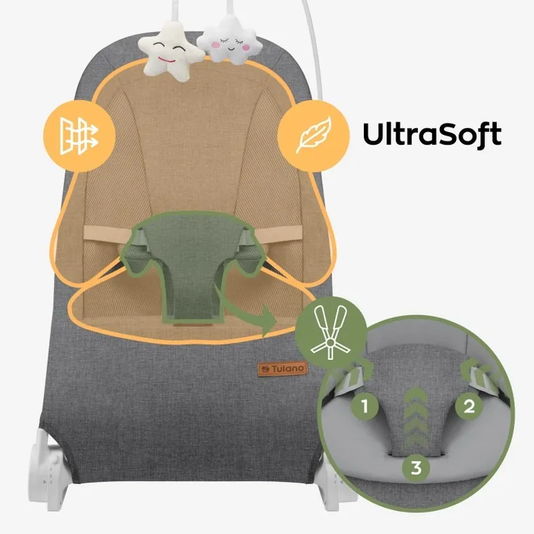 Tulano, Moon 50, leżaczek bujaczek, szary