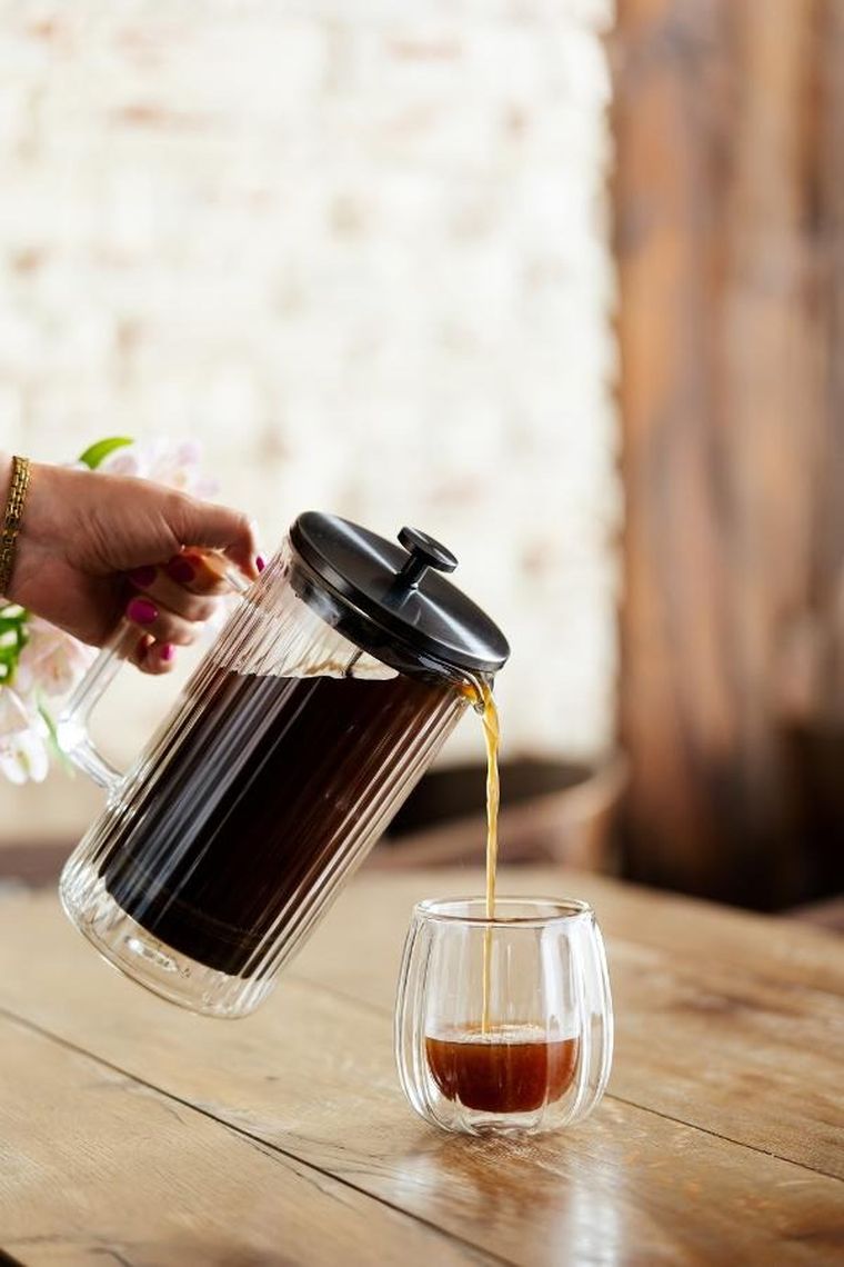 Vialli Design, zaparzacz do kawy i herbaty z podwójną ścianką, 1000 ml, Tulip grafitowy mat