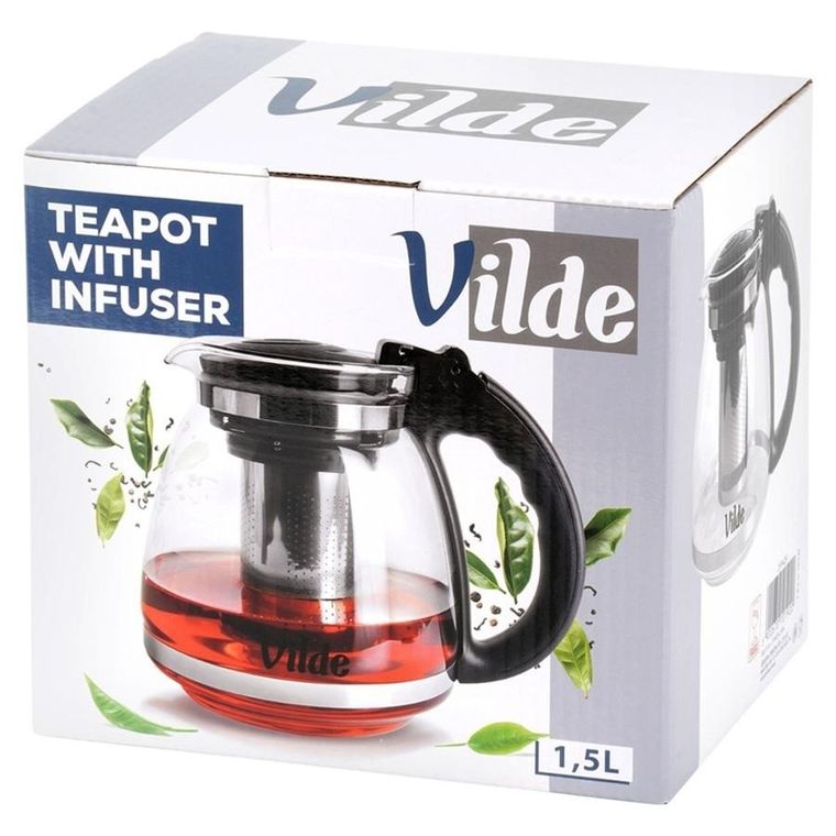 Vilde, dzbanek z zaparzaczem do herbaty, żaroodporny, szklany, 1,5 l