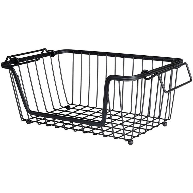 Vilde, koszyk na owoce i warzywa, metalowy, czarny loft, 32-20-13.5 cm