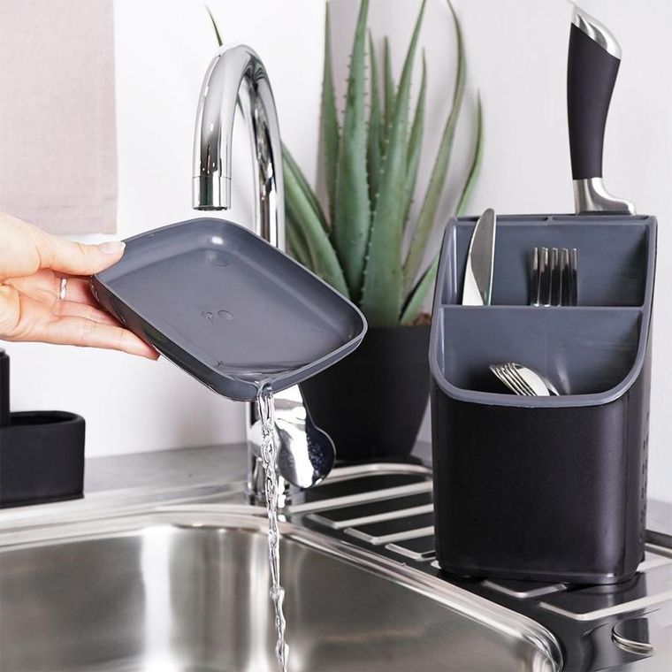 Vilde, ociekacz stojak na sztućce, czarny