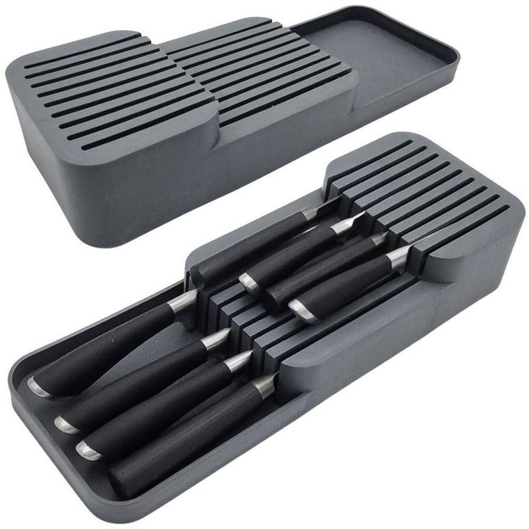 Vilde, organizer do szuflady na noże kuchenne, szary, 39-14.5-7.5 cm