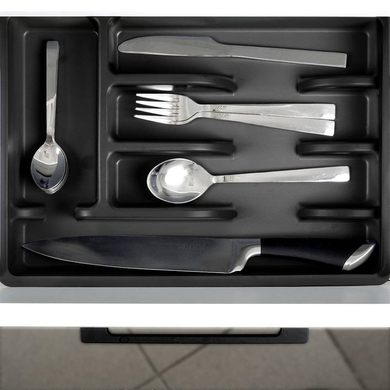 Vilde, organizer na sztućce, wkład do szuflady, czarny, 36-25,5-6 cm