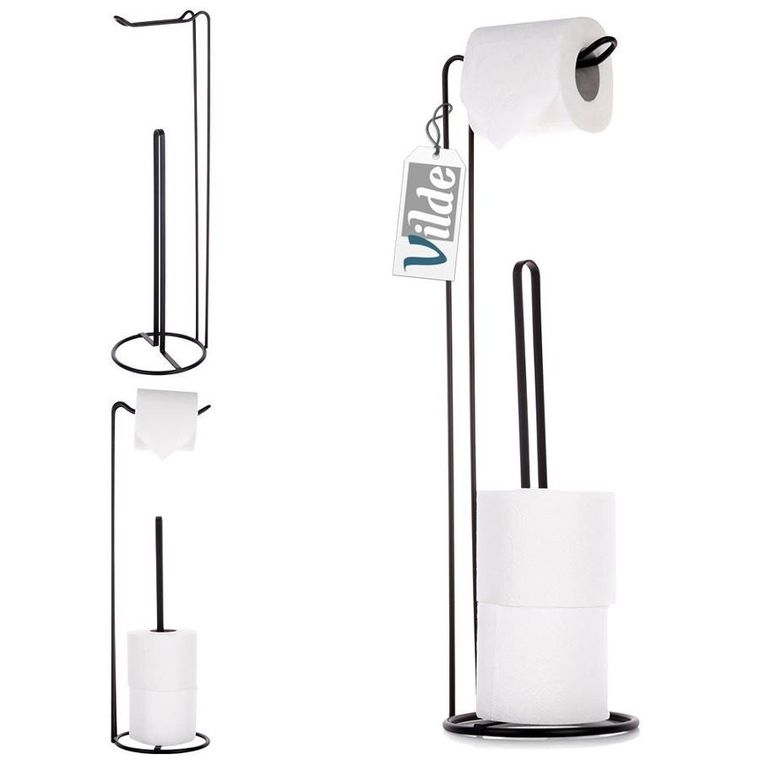 Vilde, stojak na papier toaletowy, metalowy czarny, 54 cm