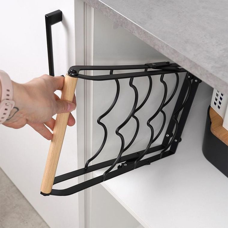 Vilde, stojak na wino, metalowy czarny, 6 butelek, 21-38 cm