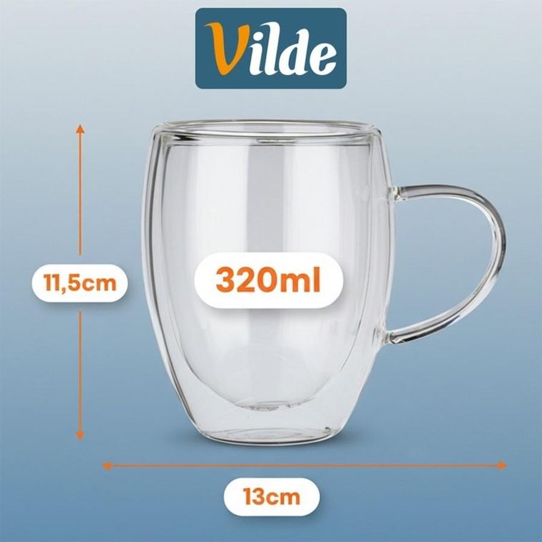 Vilde, szklanki termiczne z podwójną ścianką, do kawy i herbaty, 320 ml, 2 szt.