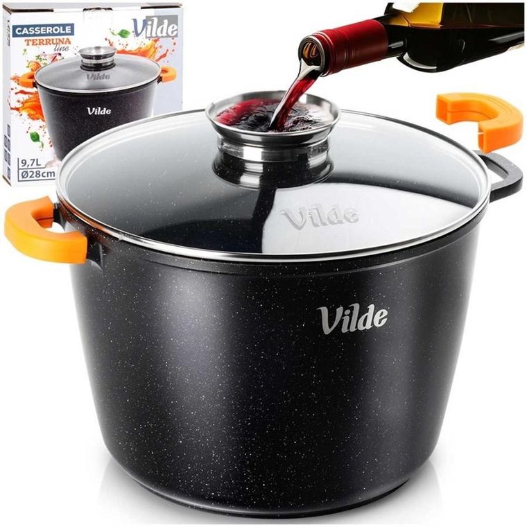 Vilde, Terruna Aroma, garnek ze szklaną pokrywką, granitowy, 28 cm, 9,7l
