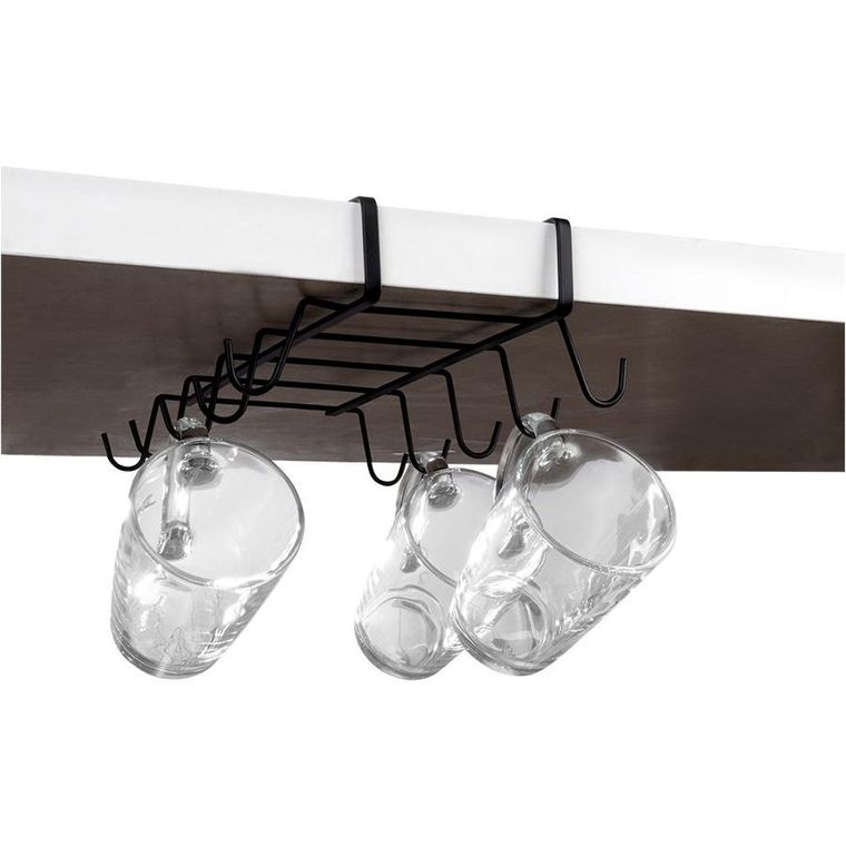 Vilde, wieszak na kubki, metalowy, czarny