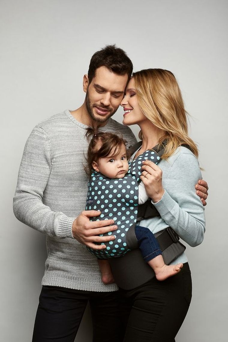 Zaffiro, Care, nosidełko dla niemowląt, szaro-turkusowe groszki