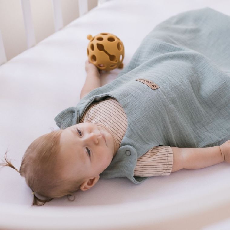 Zaffiro, Malaga, śpiworek do spania, muślinowy, TOG 1.5, mint, 6-12m