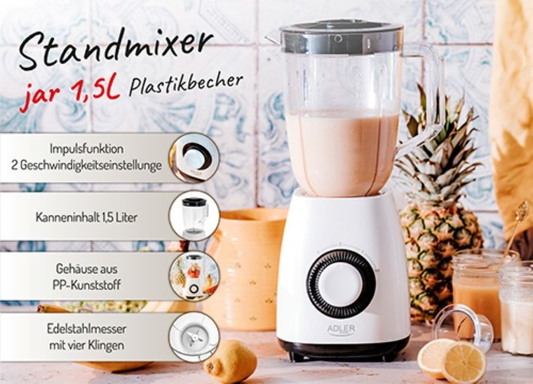 Adler, blender kielichowy, AD 4085, 1,5l