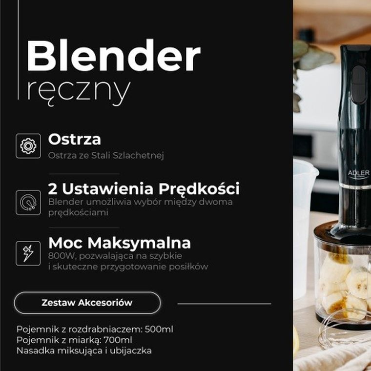 Adler, blender ręczny z miarką