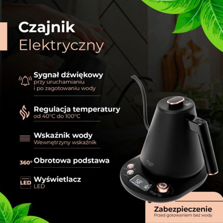 Adler, czajnik elektryczny z długą wylewką, 1,0l