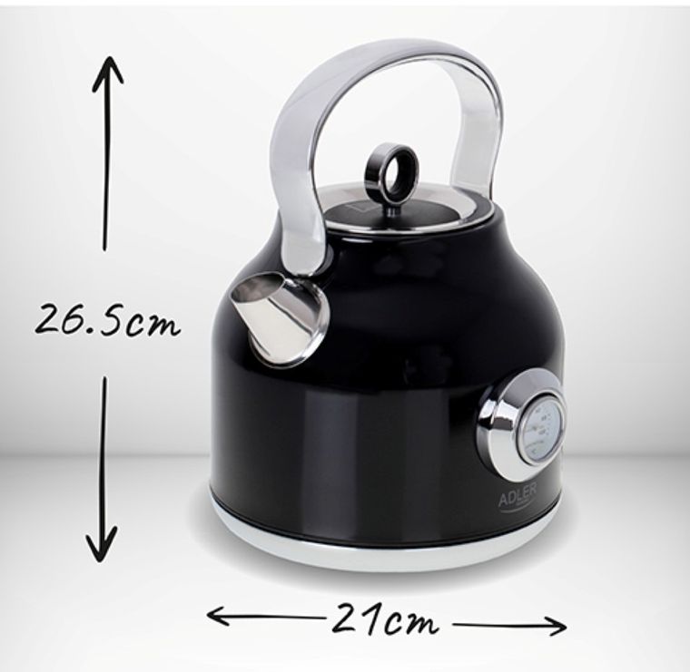Adler, czajnik elektryczny z termometrem, czarny, 1,7l