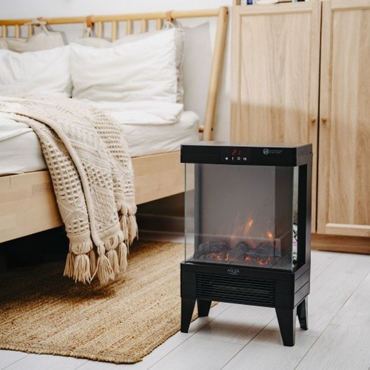 Adler, kominek elektryczny LED, z pilotem i termostatem, 1000W/2000W