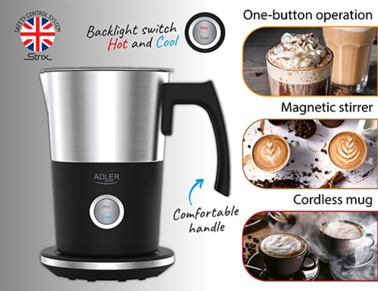 Adler, spieniacz do mleka, spienianie i podgrzewanie