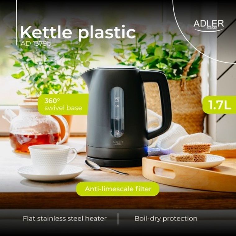 Adler, Strix, czajnik elektryczny, czarny, 1,7l