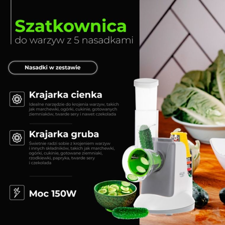 Adler, szatkownica do warzyw z 5 nasadkami