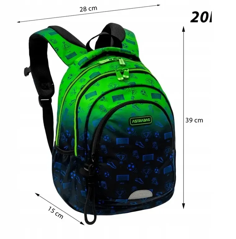 Astrabag, plecak szkolny, 3-komorowy, Ombre Football