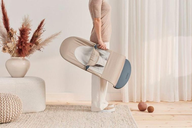 BabyBjörn, Balance Soft Woven, leżaczek, Khaki, beżowy