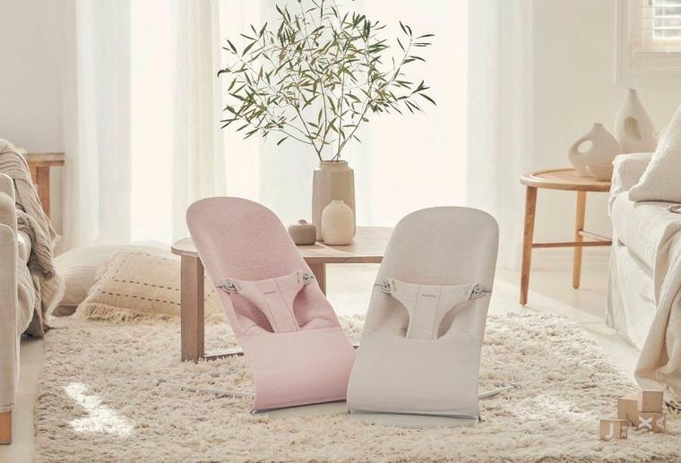 BabyBjörn, Bliss 3D Jersey, leżaczek, jasnobeżowy + Googly Eyes Pastels, zabawka niemowlęca