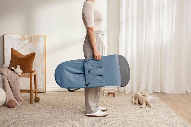 BabyBjörn, Bliss Woven, leżaczek bujaczek, melanżowy niebieski