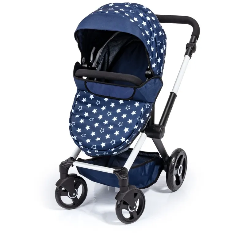 Bayer Design, Xeo Combi, głęboki wózek dla lalek z torbą, ciemnoniebieski z gwiazdkami