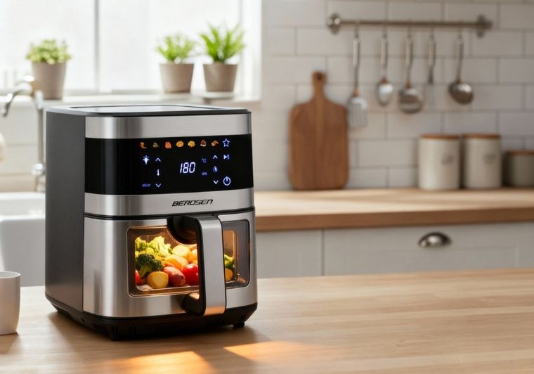 Berdsen, frytkownica beztłuszczowa, air fryer, 1700W, srebrny, 9,1l, BD-656