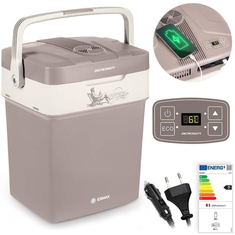 Berdsen, Icemax, lodówka turystyczna, tryb Eco, ciemno-szara, 29l