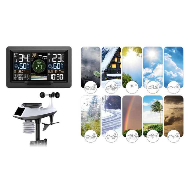 Berdsen, stacja pogodowa z czujnikiem wiatru i deszczu BD-914 czarna