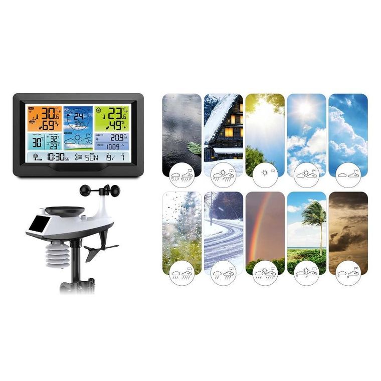 Berdsen, stacja pogodowa z wyświetlaczem, grafitowa