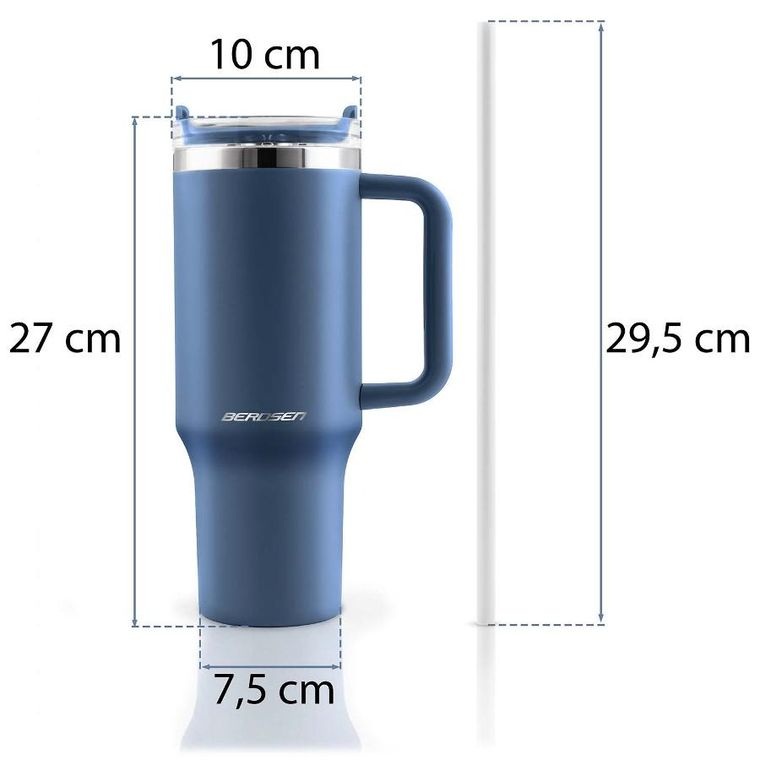 Berdsen, termos próżniowy, kubek ze słomką, granatowy, 1180 ml