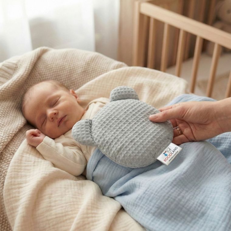 Bocioland, Miś, termofor z pestek wiśni z lawendą, wafel, szary