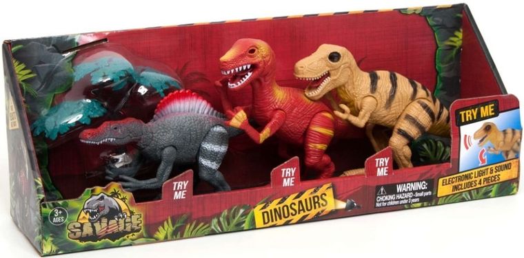 Boley, Dinozaury, zestaw figurek, światło i dźwięk, 3 szt.