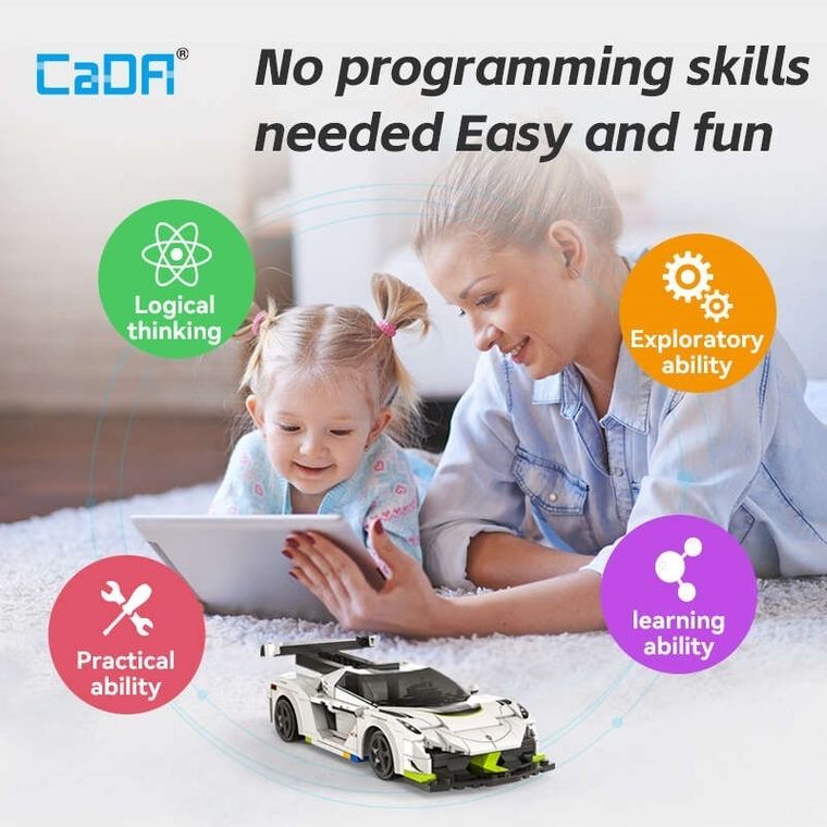 Cada, Fantasma Race Car, pojazd zdalnie sterowany, Dual Mode, biały, 1:20, 22 cm, 322 elementy