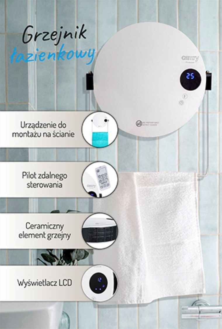 Camry, grzejnik łazienkowy z LCD