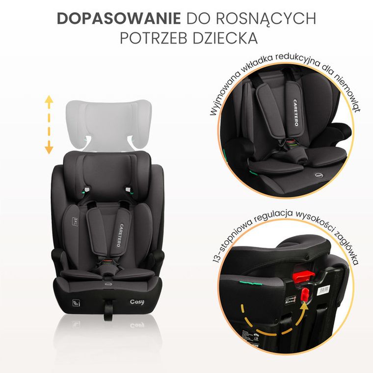 Caretero, Cosy i-Size, fotelik samochodowy, black, 76-150 cm