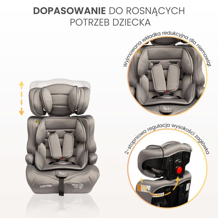 Caretero, Falcon i-Size, fotelik samochodowy, graphite, 76-150 cm