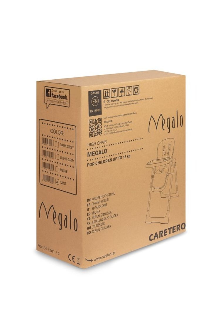 Caretero, Megalo, krzesełko do karmienia, Mint