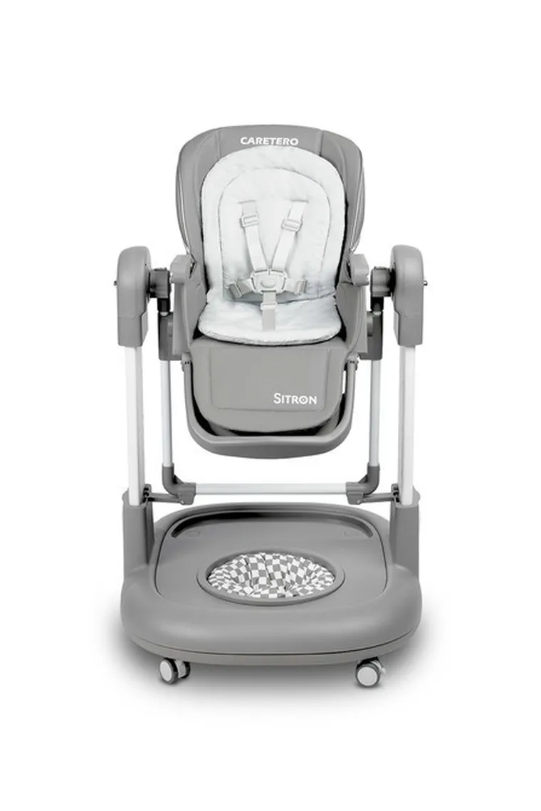 Caretero, Sitron 3w1, krzesełko do karmienia z funkcją huśtawki i chodzika, grey
