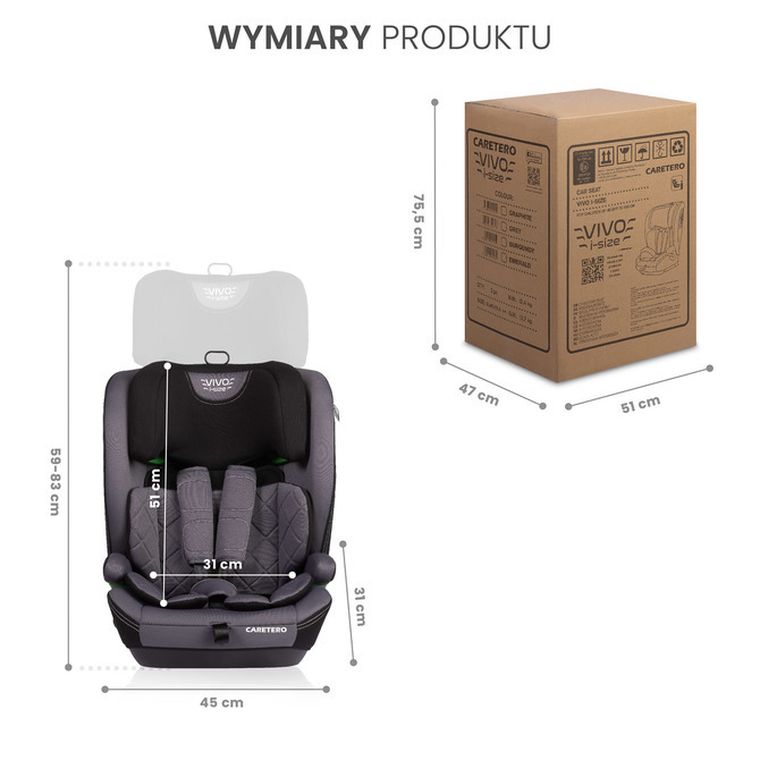 Caretero, Vivo i-Size, fotelik, emerald, 76-150 cm