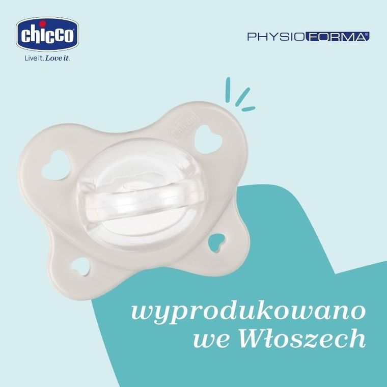 Chicco, PhysioForma Dual Soft, smoczek uspokajający, silikonowy, niebieski, 2-6m, 2 szt.