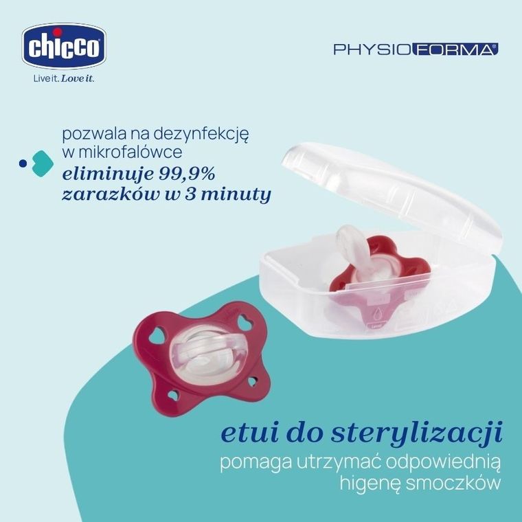 Chicco, PhysioForma Dual Soft, smoczek uspokajający, silikonowy, różowy, 16-36m, 2 szt.