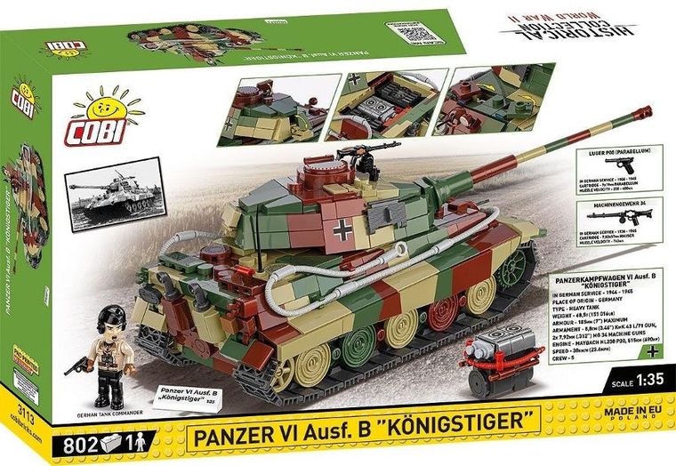 Cobi, Historical Collection WWII, Niemiecki czołg ciężki Panzer VI Ausf. B Königstiger Tygrys Królewski, 1:35, klocki, 802 elementy
