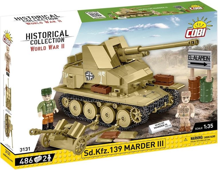 Cobi, Historical Collection WWII, Sd.Kfz. 139 Marder III, czołg, 1:35, klocki, 486 elementów