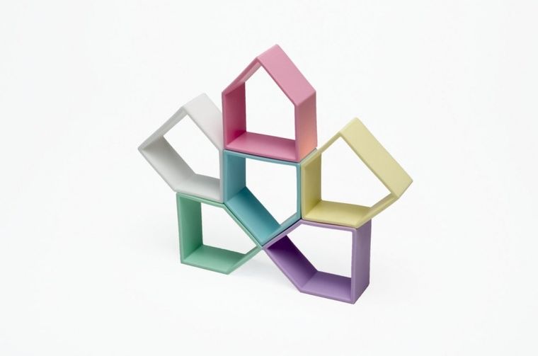 Dena, 6 ludzików, 6 domków, zestaw klocków silikonowych