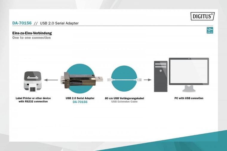 Digitus, adapter, DA-70156, USB M - RS-232 M, czarny