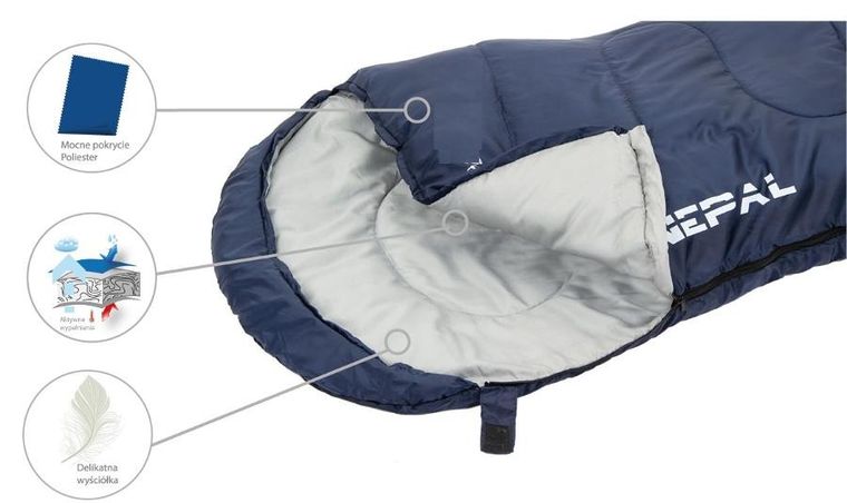Enero Camp, Nepal, śpiwór, granatowy, 210-80-50 cm